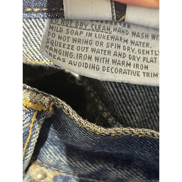 Freego vintage denim straight skirt embellished 26 waist 34 hip 22' long - Picture 5 of 7